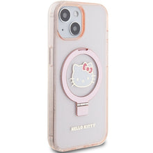 Заредете изображение във визуализатора на галерията – Original Case HELLO KITTY hardcase Ring Stand Glitter Electrop Logo MagSafe HKHMP15SHRSGEP for Iphone 13/14/15 pink
