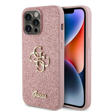 Заредете изображение във визуализатора на галерията – Guess GUHCP15XHG4SGP iPhone 15 Pro Max 6.7" pink/pink hardcase Glitter Script Big 4G
