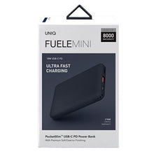 Заредете изображение във визуализатора на галерията – Uniq Powerbank Fuele mini 8000mAh USB-C 18W PD Fast charge blue/indigo blue
