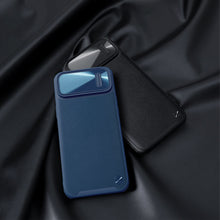 Заредете изображение във визуализатора на галерията – Nillkin CamShield S Leather Magnetic Case for Iphone 14/13 blue
