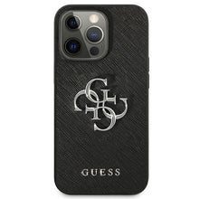 Заредете изображение във визуализатора на галерията – Guess GUHCP13XSA4GSBK iPhone 13 Pro Max 6,7" czarny/black hardcase Saffiano 4G Metal Logo
