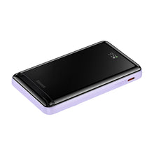 Заредете изображение във визуализатора на галерията – Baseus Magnetic Bracket Wireless Fast Charge Power Bank 10000mAh 20W Purple（With Xiaobai series fast charging Cable Type-C to Type-C 60W(20V/3A) 50cm White）
