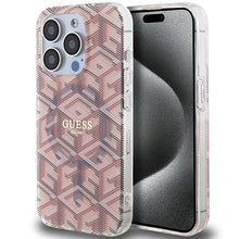 Заредете изображение във визуализатора на галерията – Original faceplate case GUESS GUHMP15LHGCUSTGP for iPhone 15 Pro (Magsafe / IML GCUBE / pink)
