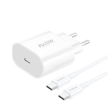 Заредете изображение във визуализатора на галерията – Foneng Wall charger EU39 - Type C - PD 20W 3A with Type C to Type C cable white
