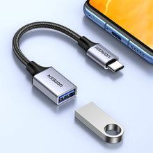 Заредете изображение във визуализатора на галерията – Ugreen OTG adapter cable USB-C (male) - USB-A (female) 5Gb/s 0.15m black (US378)

