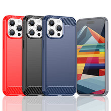 Заредете изображение във визуализатора на галерията – Flexible carbon pattern case for iPhone 15 Pro Carbon Case - blue
