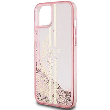 Заредете изображение във визуализатора на галерията – Original faceplate case GUESS GUHCP15MLFCSEGP for iPhone 15 Plus (Liquid Glitter Gold Stripes / pink)
