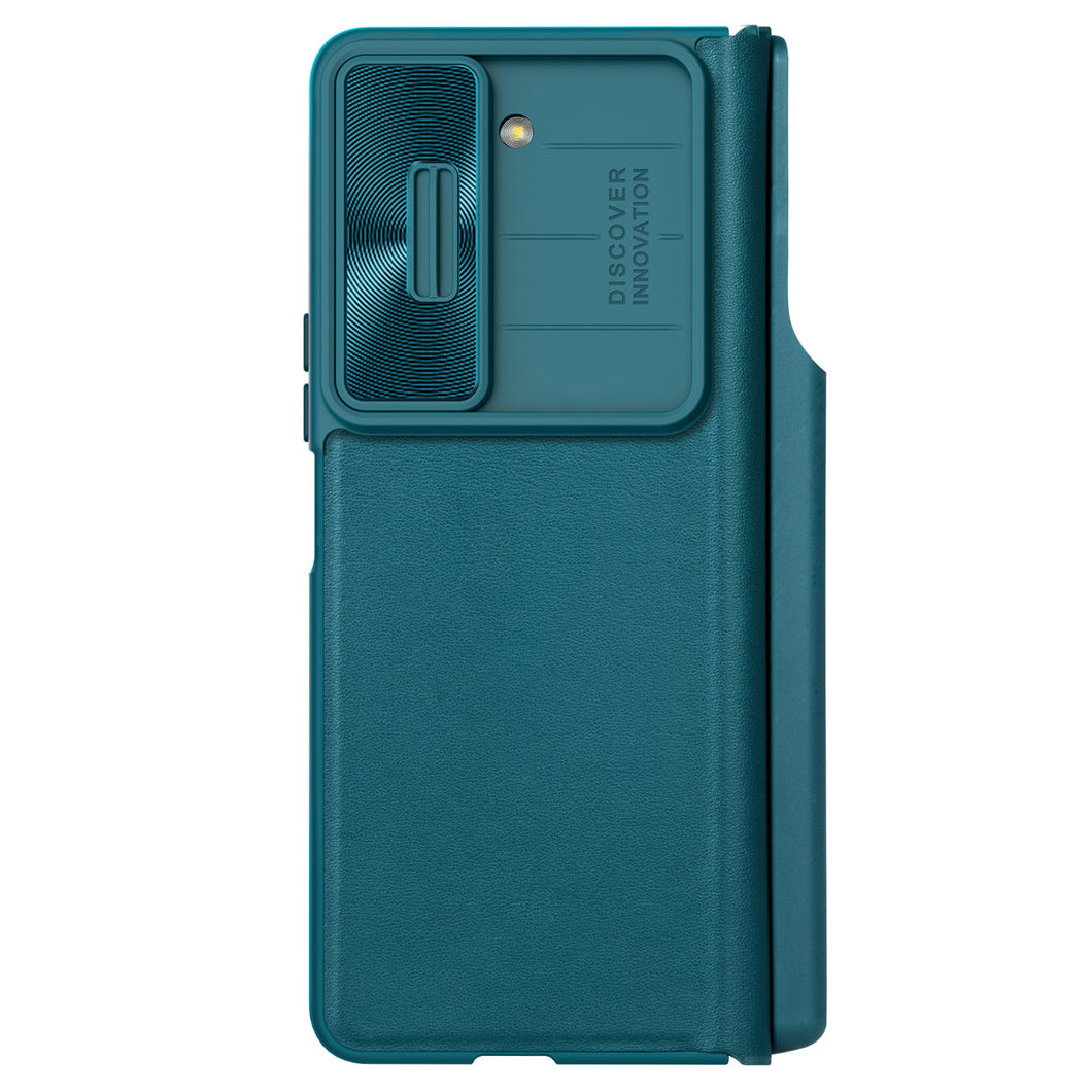 Nillkin Qin Leather Pro Samsung Galaxy Z Fold 5 Leather Flip Case with Camera Cover - Green
