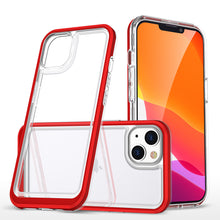 Заредете изображение във визуализатора на галерията – Clear 3in1 case for iPhone 14 silicone cover with frame red
