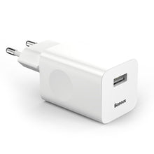 Заредете изображение във визуализатора на галерията – Baseus Charging Quick Charger Travel Charger Adapter Wall Charger USB Quick Charge 3.0 QC 3.0 biały white (CCALL-BX02) - TopMag
