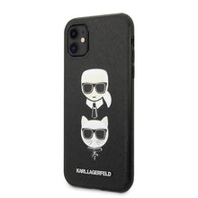 Заредете изображение във визуализатора на галерията – Original Pouch KARL LAGERFELD -  hardcase Saffiano Ikonik Karl&amp;Choupette Head KLHCN61SAKICKCBK for Iphone 11 - black
