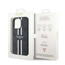 Заредете изображение във визуализатора на галерията – Guess 4G Printed Stripes MagSafe case for iPhone 15 Pro Max - black
