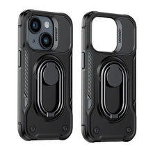 Заредете изображение във визуализатора на галерията – Joyroom Dual Hinge case for iPhone 14 Plus armored case with a stand and a ring holder black
