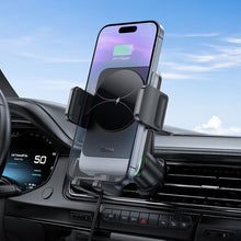 Заредете изображение във визуализатора на галерията – HOCO car holder with wireless charging to air vent HW13 Speed black
