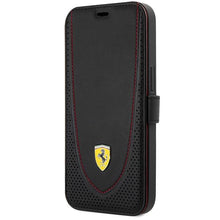 Заредете изображение във визуализатора на галерията – Ferrari FEFLBKP13LRGOK iPhone 13 Pro 6.1" black/black book Leather Curved Line
