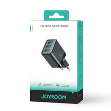 Заредете изображение във визуализатора на галерията – Joyroom JR-TCN02 3xUSB-A 12W 3.4A mains charger - black
