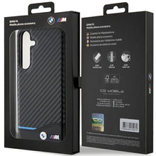 Заредете изображение във визуализатора на галерията – Original Case BMW Leather Carbon BMHCS24M22NBCK for Samsung Galaxy S24 Plus Black
