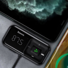 Заредете изображение във визуализатора на галерията – Wireless Bluetooth FM transmitter with charger Baseus S-16 (Overseas edition) - black
