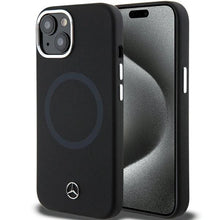 Заредете изображение във визуализатора на галерията – Mercedes Silicone Bicolor MagSafe case for iPhone 15 - black
