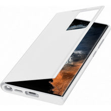 Заредете изображение във визуализатора на галерията – Samsung Smart Clear View Standing Cover Case Antibacterial Samsung Galaxy S22 Ultra Smart Flip Case white (EF-ZS908CWEGEE)
