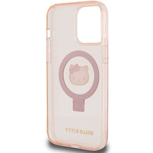 Заредете изображение във визуализатора на галерията – Original Case HELLO KITTY hardcase Ring Stand Glitter Electrop Logo MagSafe HKHMP15XHRSGEP for Iphone 15 Pro Max pink
