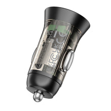 Заредете изображение във визуализатора на галерията – Borofone Car charger BZ26A Shadow - USB + Type C - PD 43W 3A transparent-black
