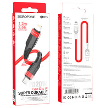 Заредете изображение във визуализатора на галерията – Borofone Cable BU35 Influence - Type C to Lightning - PD 20W 1,2 metres red
