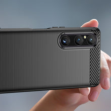 Заредете изображение във визуализатора на галерията – Carbon Case cover for Sony Xperia 1 V flexible silicone carbon cover black
