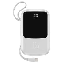 Заредете изображение във визуализатора на галерията – Power bank baseus qpow - 10 000mah lcd quick charge pd15w with cable to type c white ppqd-a02 - TopMag
