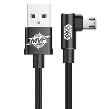 Заредете изображение във визуализатора на галерията – Baseus MVP Double-sided Elbow Type Cable micro USB 1.5A 2M Black (CAMMVP-B01) - TopMag
