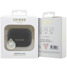 Заредете изображение във визуализатора на галерията – Original Case GUESS - Fixed Glitter Heart Diamond Charm GUAP2PGEHCDK for AirPods Pro 2 Cover Black
