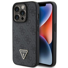 Заредете изображение във визуализатора на галерията – Original Case GUESS - hardcase Leather 4G Diamond Triangle GUHCP15LP4TDPK for Iphone 15 Pro Black
