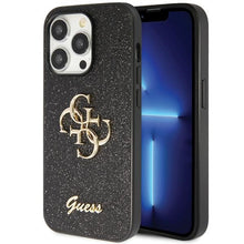 Заредете изображение във визуализатора на галерията – Original Case GUESS hardcase Glitter Script Big 4G GUHCP14XHG4SGK for Iphone 14 Pro Max black
