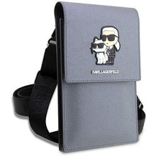 Заредете изображение във визуализатора на галерията – Original KARL LAGERFELD Handbag Saffiano Karl &amp; Choupette KLWBSAKCPMG silver
