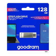 Заредете изображение във визуализатора на галерията – Flash Drive 128GB USB 3.2 Gen 1 USB / USB C OTG ODA3 Goodram - Silver
