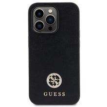 Заредете изображение във визуализатора на галерията – Guess GUHCP14LPS4DGPK case for iPhone 14 Pro - black Strass Metal Logo

