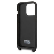 Заредете изображение във визуализатора на галерията – Karl Lagerfeld KLHCP14LSTMMK iPhone 14 Pro 6.1" hardcase black/black Monogram Plaque Logo Strap
