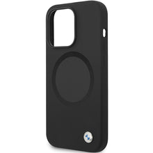 Заредете изображение във визуализатора на галерията – Original Case BMW Signature Liquid Silicone MagSafe BMHMP14XSILBK2 for Iphone 14 Pro Max Black
