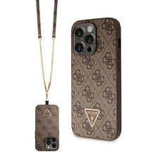 Заредете изображение във визуализатора на галерията – Original Case GUESS hardcase Crossbody 4G Metal Logo GUHCP15LP4TDSCPW for Iphone 15 Pro brown
