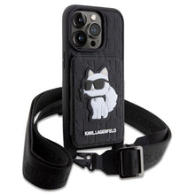 Заредете изображение във визуализатора на галерията – Karl Lagerfeld KLHCP14LCSAKHPCK iPhone 14 Pro 6.1" hardcase black/black Crossbody Saffiano Monogram Choupette
