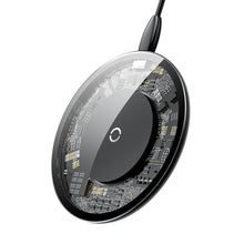 Заредете изображение във визуализатора на галерията – Baseus Simple Stylish Wireless Charger Qi Inductive Pad 2A 1.67A 10W with USB / Lightning Cable 1.2M transparent (CCALL-AJK01) - TopMag

