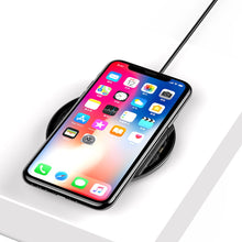 Заредете изображение във визуализатора на галерията – Baseus Simple Stylish Wireless Charger Qi Inductive Pad 2A 1.67A 10W with USB / Lightning Cable 1.2M transparent (CCALL-AJK01) - TopMag
