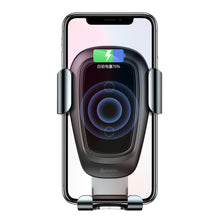 Заредете изображение във визуализатора на галерията – Baseus Metal Gravity Wireless Charger Car Mount Phone Bracket Air Vent Holder Qi Charger black (WXYL-B0A) - TopMag
