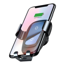 Заредете изображение във визуализатора на галерията – Baseus Metal Gravity Wireless Charger Car Mount Phone Bracket Air Vent Holder Qi Charger black (WXYL-B0A) - TopMag
