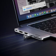 Заредете изображение във визуализатора на галерията – HUB Ugreen CM380 2xUSB C - HDMI/2xUSB 3.0/SD TF/USB C PD - gray
