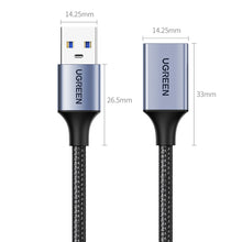 Заредете изображение във визуализатора на галерията – Ugreen extension cable adapter USB (male) - USB (female) 3.0 5Gb/s 0.5m gray (US115)
