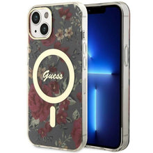 Заредете изображение във визуализатора на галерията – Guess GUHMP14MHCFWSA iPhone 14 Plus 6.7" green/khaki hardcase Flower MagSafe
