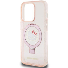 Заредете изображение във визуализатора на галерията – Hello Kitty Ring Stand Glitter Electrop Logo MagSafe Case for iPhone 15 Pro - Pink
