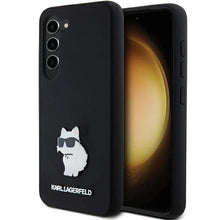 Заредете изображение във визуализатора на галерията – Karl Lagerfeld Silicone Choupette Metal Pin case for Samsung Galaxy S23 - black
