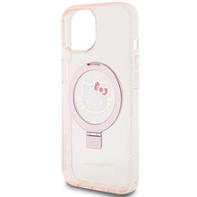 Заредете изображение във визуализатора на галерията – Original Case HELLO KITTY hardcase Ring Stand Glitter Electrop Logo MagSafe HKHMP15SHRSGEP for Iphone 13/14/15 pink
